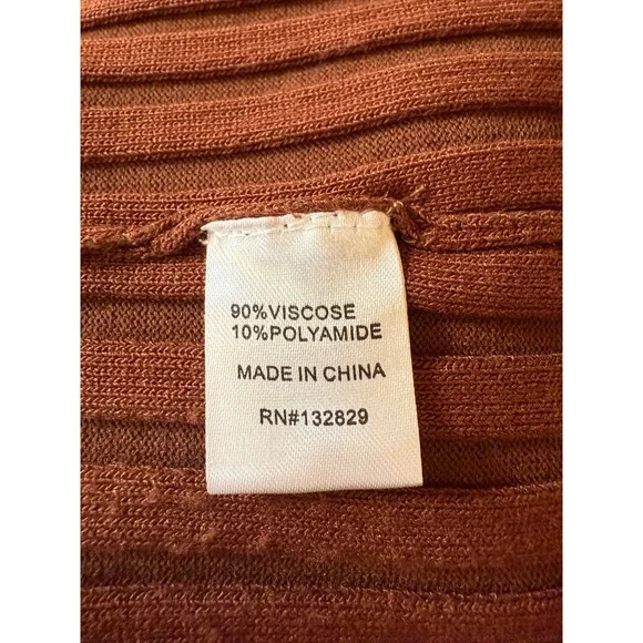 Tularosa Brown Ribbed Knit Mini Dress sz SM Long Sleeve Collared Fitted Bodycon - Picture 6 of 10